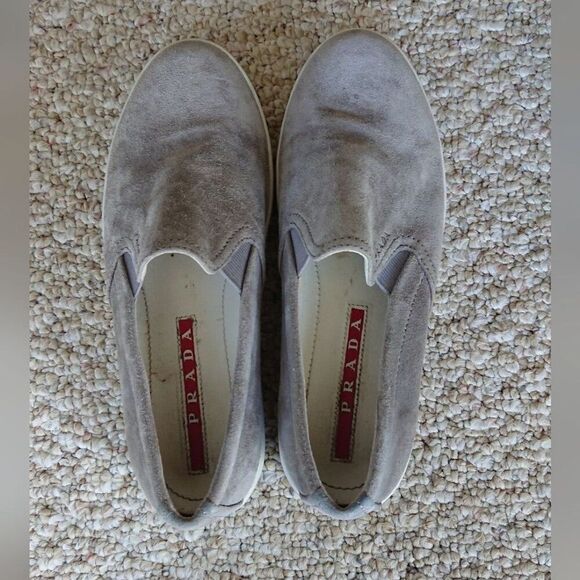 Prada light gray suede slip on sneakers size 36.5 - Picture 5 of 12